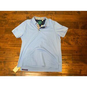 Robert Graham Light Blue Stoked Short Sleeve Polo Shirt NWT, Size 2XL